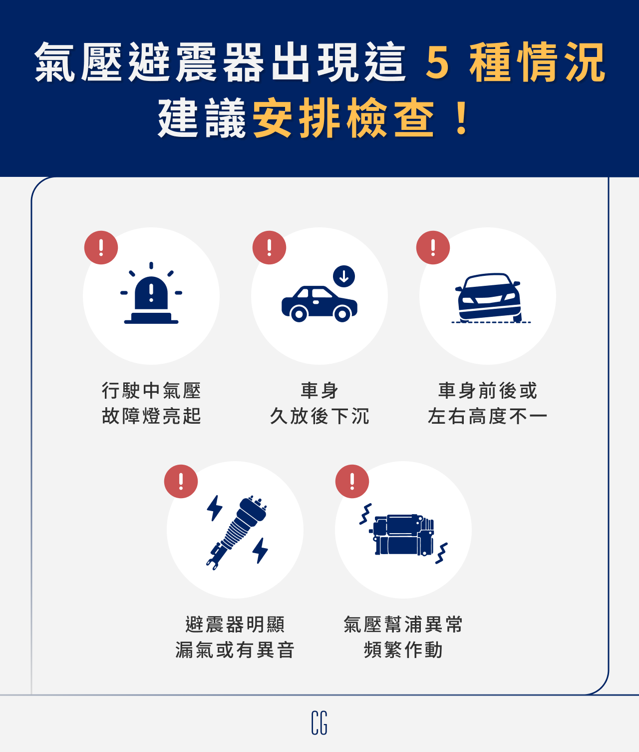 氣壓避震器出現這 5 種情況,建議安排檢查!